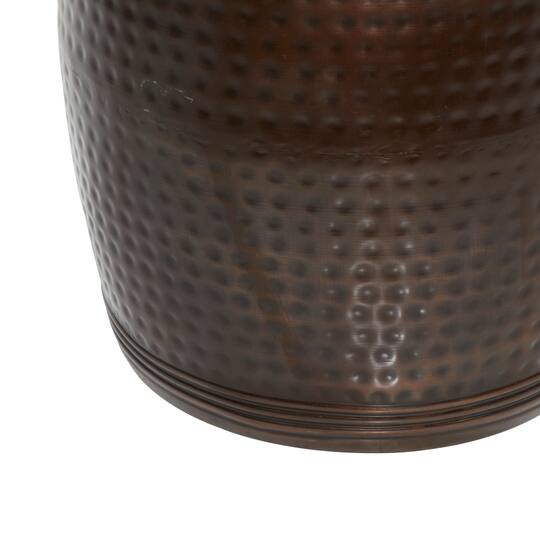 Brown Iron & Marble Industrial Accent Table